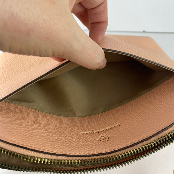 Nanette Lepore Crossbody Peach Gold Chain Pebbled Vegan Leather Adjustable - Picture 9 of 9